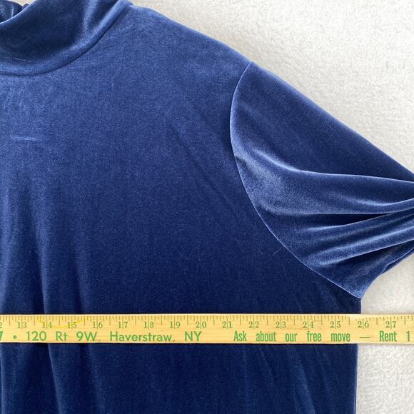 LANDS END Dress 2X 20W 22W Plus Long Sleeve Velvet Velour Turtleneck Shift Blue - Picture 12 of 15